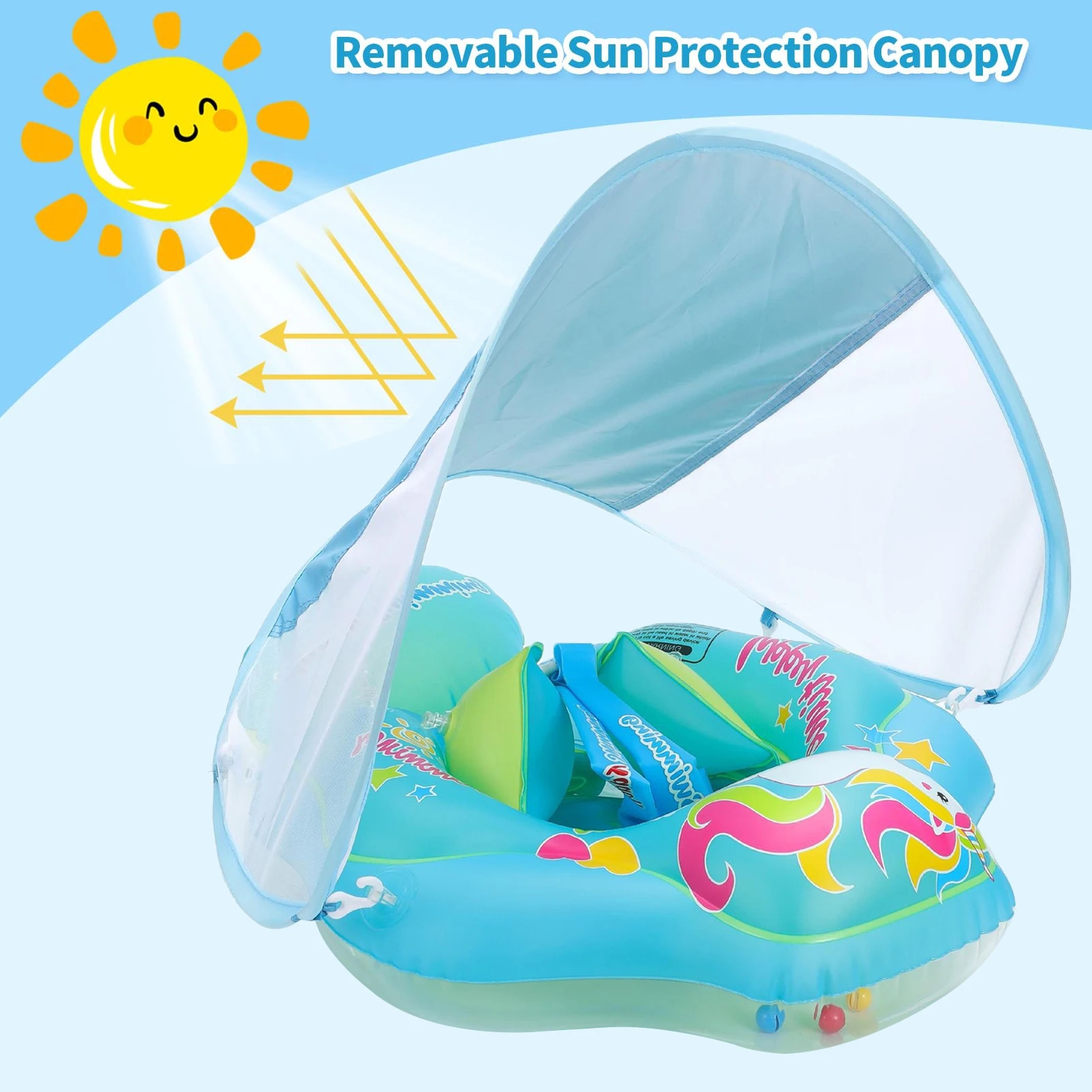 Baby Swimming Floater - Baby Swimming Ring Inflatable Adjustable Safety