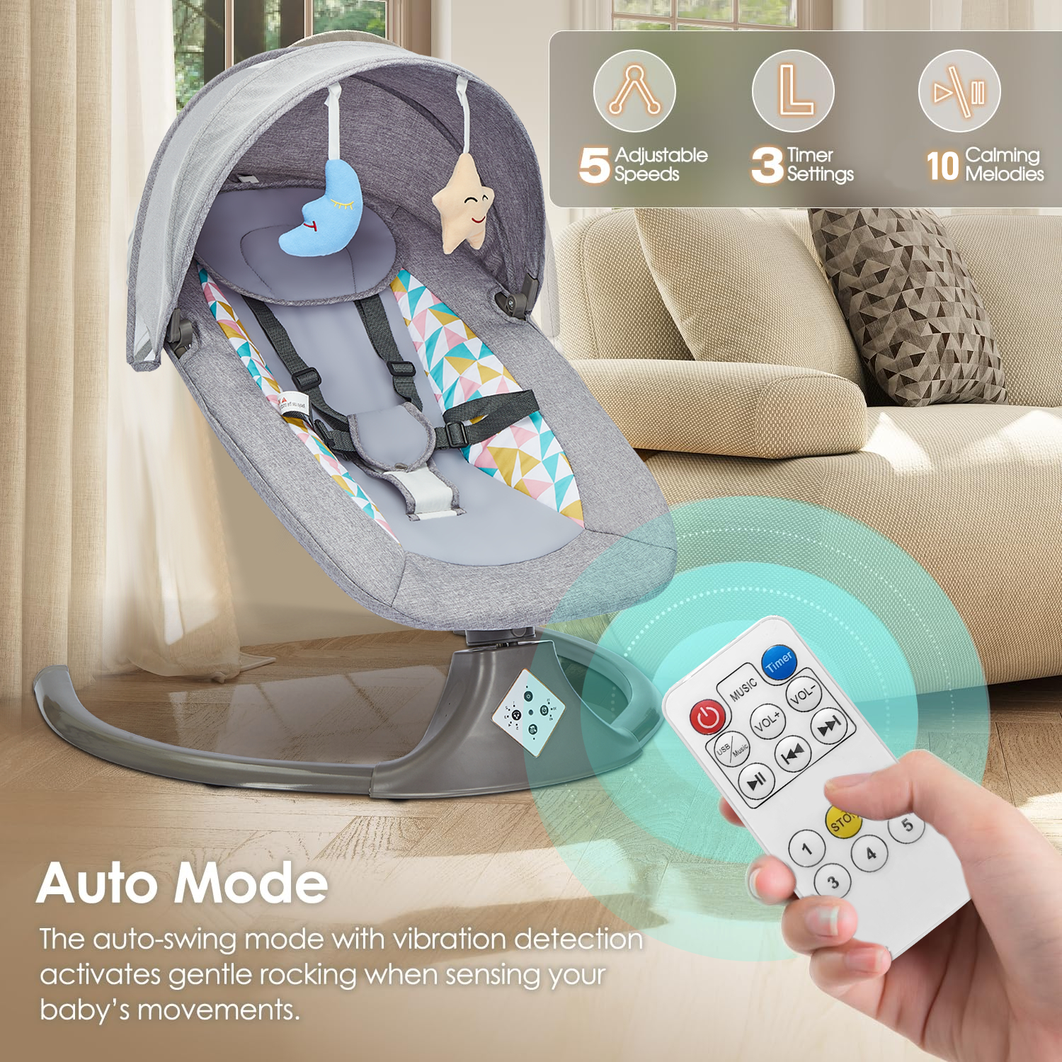 Remote Control Electric Baby S - Baby Swing Bouncer のレビューと価格