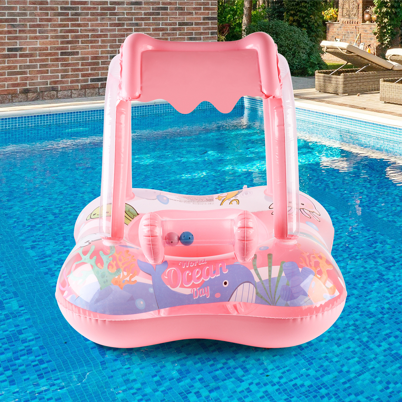 1pc Pool floats with canopy fo - Baby Swimming Floater のレビューと価格