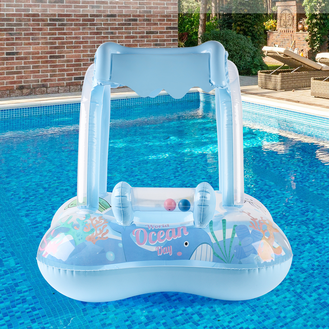 1pc Pool floats with canopy fo - Baby Swimming Floater のレビューと価格