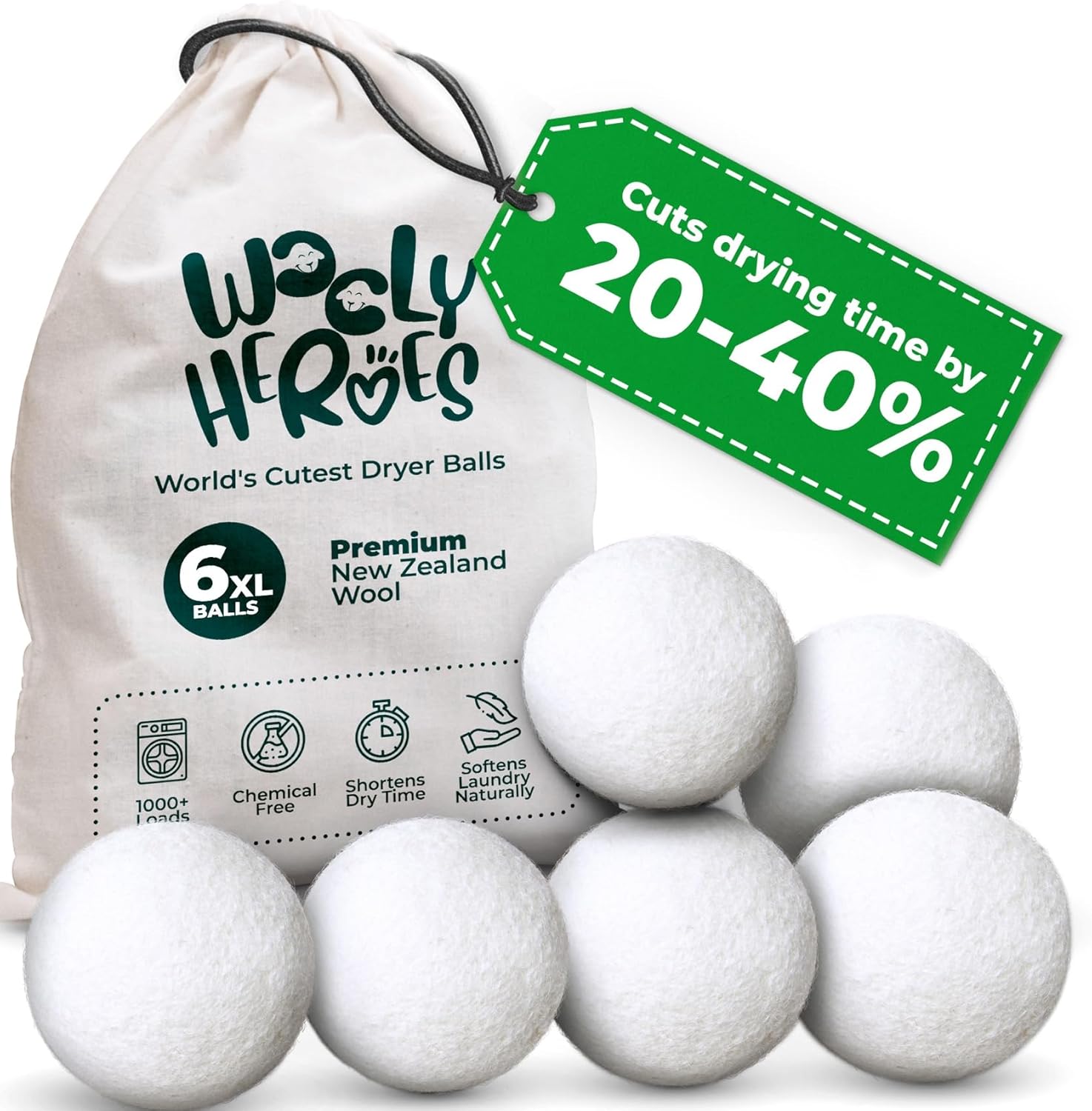 6-Pack Reusable Wool Dryer Bal - Baby Products Eco Friendly のレビューと価格