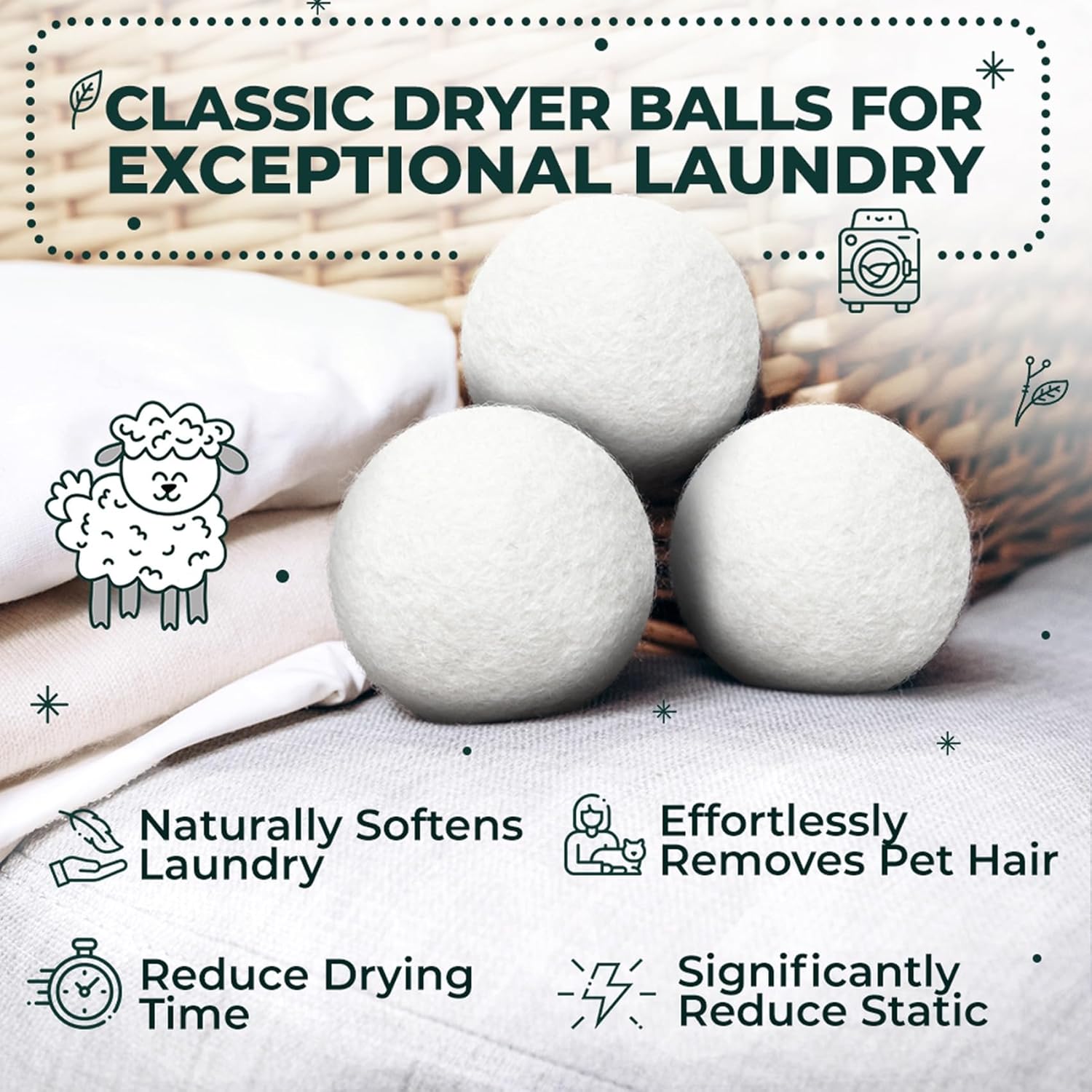6-Pack Reusable Wool Dryer Bal - Baby Products Eco Friendly のレビューと価格