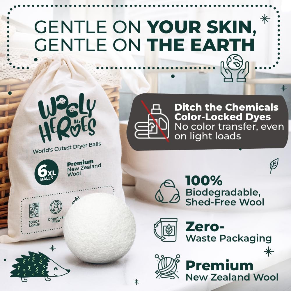 6-Pack Reusable Wool Dryer Bal - Baby Products Eco Friendly のレビューと価格